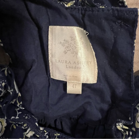 Laura Ashley Navy and White Floral dress and underpants - Picture 4 of 7